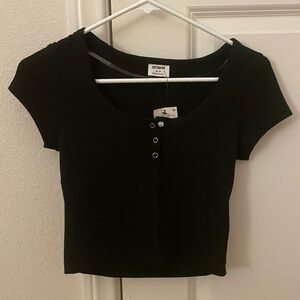 Cotton On Waffle Cropped Henley Tee